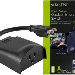 GE Enbrighten Z-Wave Plus Smart Outdoor Switch, 1-Outlet Plug-In (2nd Gen.), Weather-Resistant - 14298