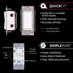 GE Enbrighten Z-Wave Plus Smart Dimmer With QuickFit, SimpleWire, S2, And SmartStart - 46203 -Z-Wave Sales 46203 700x700