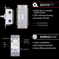 GE Enbrighten Z-Wave Plus Smart Toggle Dimmer With QuickFit, SimpleWire, S2, And SmartStart - 46204 -Z-Wave Sales GE46204 1 700x700