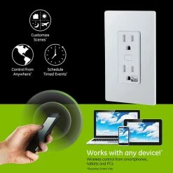 GE Enbrighten Z-Wave Plus, SmartStart, S2, Tamper-Resistant Smart Outlet - 55256 -Z-Wave Sales GE55256 2 700x700