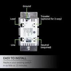 GE Enbrighten In-Wall Z-Wave Plus Smart Fan Control With SmartStart And S2 Security - 55258 -Z-Wave Sales GE55258 3 700x700