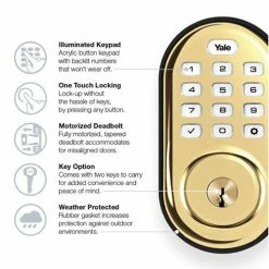 Yale Z-Wave Plus Pushbutton Keypad Deadbolt - Polished Brass - YRD216ZW2605 -Z-Wave Sales YRD216ZW2605 1 500x525