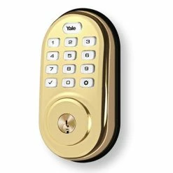 Yale Z-Wave Plus Pushbutton Keypad Deadbolt - Polished Brass - YRD216ZW2605 -Z-Wave Sales YRD216ZW2605 3 500x525