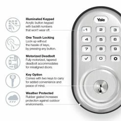 Yale Z-Wave Plus Pushbutton Keypad Deadbolt - Satin Nickel - YRD216ZW2619 -Z-Wave Sales YRD216ZW2619 1 500x525