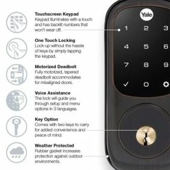 Yale Z-Wave Plus Touchscreen Keypad Deadbolt - Oil Rubbed Bronze - YRD226ZW20BP -Z-Wave Sales YRD226ZW20BP 4 500x525