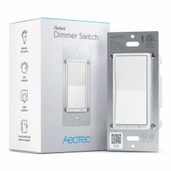 Aeotec Wall Dimmer Switch; 3 Way, Repeater, On Off Dim, SmartThings Switch, Z-Wave Plus, Gen7, Illumino, ZWave Hub Required